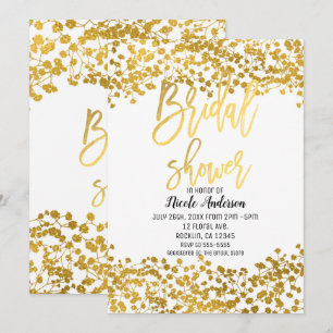 Goldfolie Baby’s Breath Moderne Hochzeitdusche Einladung