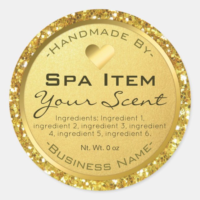 Goldfolie Bath Wellness-Center Seife und Scrub aus Runder Aufkleber (Vorderseite)