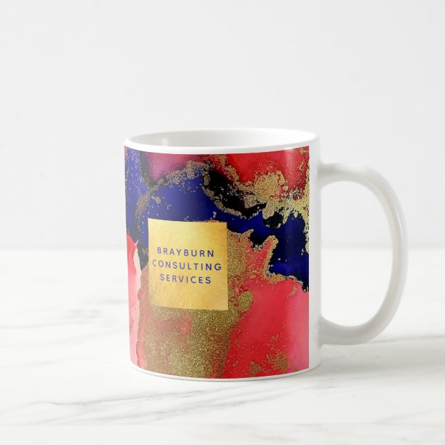 Goldfolie Benutzerdefinierter Text Blau Abstrakt Kaffeetasse (Rechts)
