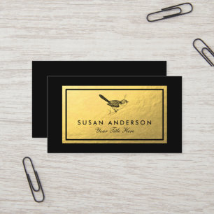 Goldfolie - Black Bushtit Bird Business Card Visitenkarte