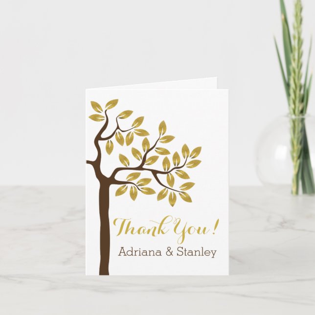 Goldfolie Blätter Moderne Hochzeit Danke (Vorderseite)