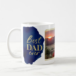 Goldfolie Blaue Wasserfarbe Vatertag Kaffeetasse