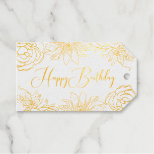 Goldfolie-Blumen-Geburtstags-Geschenk-Tags Geschenkanhänger