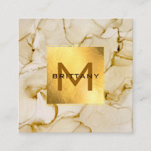 Goldfolie Bräune Beige Personalisiert Quadratische Visitenkarte