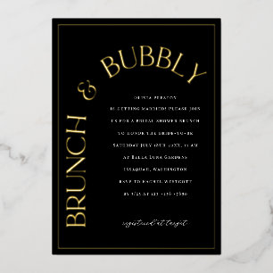 Goldfolie Brunch & Bubbly Brautparty-Einladung Folieneinladung