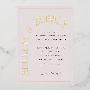 Goldfolie Brunch & Bubbly Brautparty-Einladung Folieneinladung