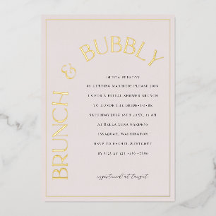 Goldfolie Brunch & Bubbly Bridal Dusche Einladung