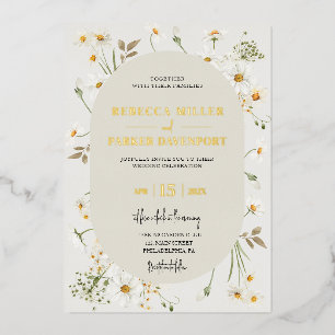 Goldfolie daisy Wildblumen Einladung Hochzeit