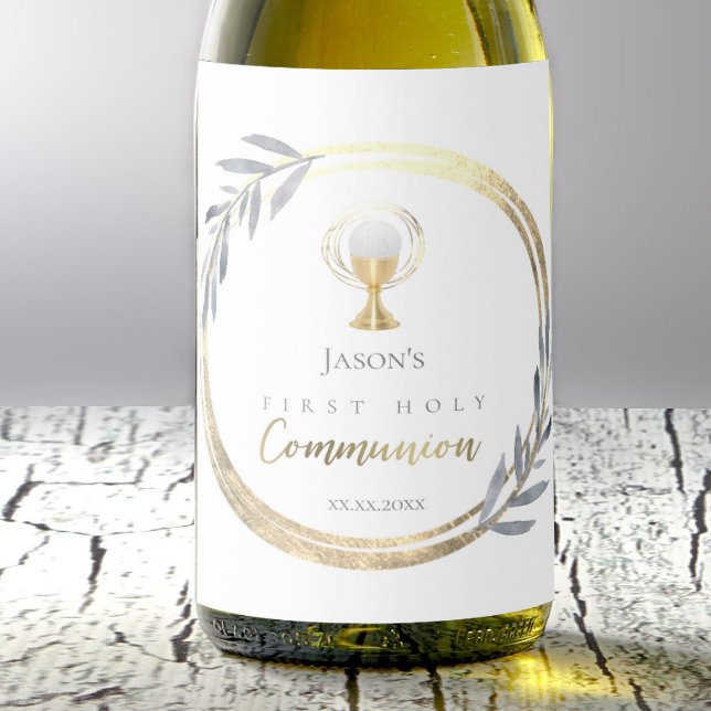 Goldfolie der ersten Heiligen Kommunion aus staubb Weinetikett (Von Creator hochgeladen)