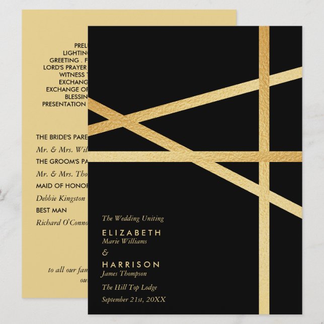 Goldfolie-Effekt Geometrischer Stil Hochzeit Programm (Vorne/Hinten)