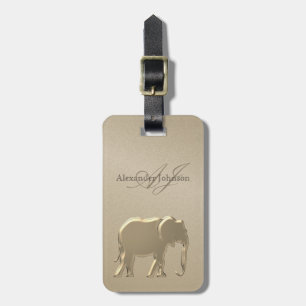 Goldfolie Elefant Sandstein Mit Monogramm Gepäckanhänger
