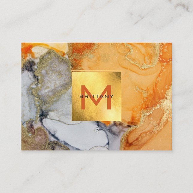 Goldfolie Elegant Grau Amber Monogram Custom DIY Visitenkarte (Vorderseite)