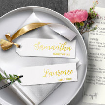 Goldfolie Elegant White 8 Wedding Place Name Tags