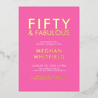 Goldfolie Fifty and Fabulous 50. Geburtstagsfeier Folieneinladung