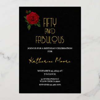 Goldfolie Fifty and Fabulous 50. Geburtstagsfeier  Folieneinladung