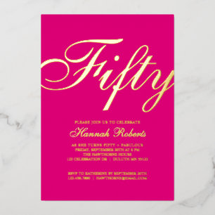 Goldfolie Fifty and Fabulous 50. Geburtstagsfeier  Folieneinladung