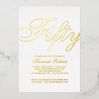 Goldfolie Fifty and Fabulous 50. Geburtstagsfeier Folieneinladung