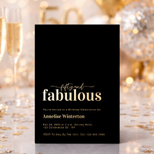 Goldfolie Fifty and Fabulous 50. Geburtstagsfeier Folieneinladung