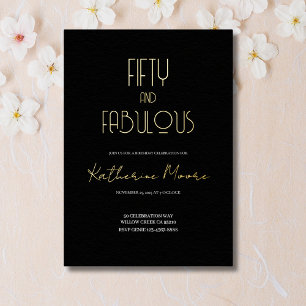Goldfolie Fifty and Fabulous 50. Geburtstagsfeier Folieneinladung
