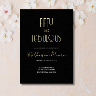 Goldfolie Fifty and Fabulous 50. Geburtstagsfeier  Folieneinladung