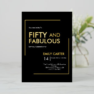 Goldfolie Fifty and Fabulous 50. Geburtstagsfeier Folieneinladung