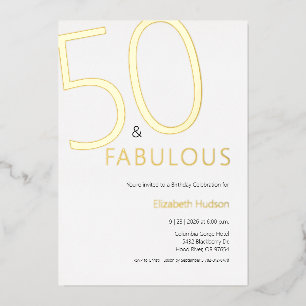 Goldfolie Fifty and Fabulous 50. Geburtstagsfeier Folieneinladung