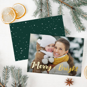 Goldfolie fröhlich helle Weihnachtskarte Folien Feiertagspostkarte