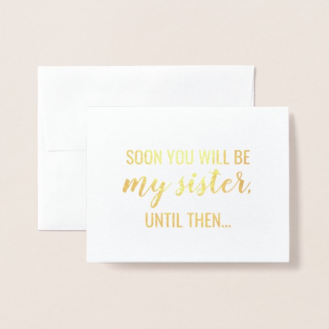 Goldfolie | Funny Bridesmaid oder Trauzeugin Folienkarte (Vorderseite mit Umschlag)