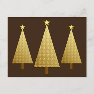 Goldfolie für moderne Weihnachtsbäume Feiertagspostkarte
