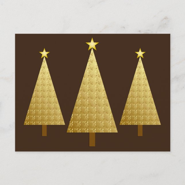 Goldfolie für moderne Weihnachtsbäume Feiertagspostkarte (Vorderseite)
