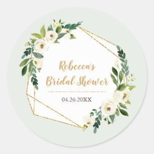 Goldfolie Geometrischer Rahmen und Blumen Party Runder Aufkleber