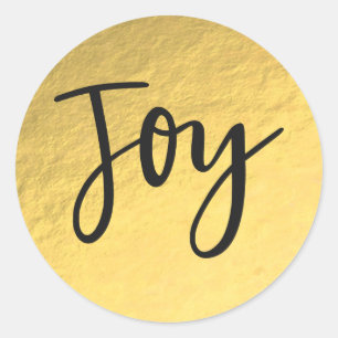 Goldfolie Glam Weihnachten JOY Modernes Weihnachts Runder Aufkleber