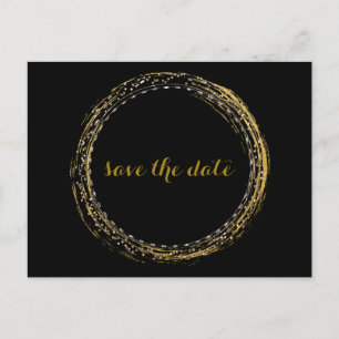 Goldfolie Glamour Kreis Save-The-Date Postkarte
