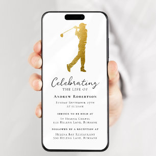 Goldfolie Golfer Beerdigung Digitale Evite Einladung