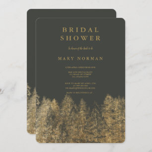 Goldfolie-Graue Fallkiefer-Brautparty Einladung