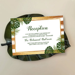 Goldfolie & Green Palm Leaf Beach Hochzeit Begleitkarte