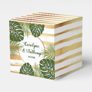 Goldfolie & Green Palm Leaf Beach Hochzeit Geschenkschachtel