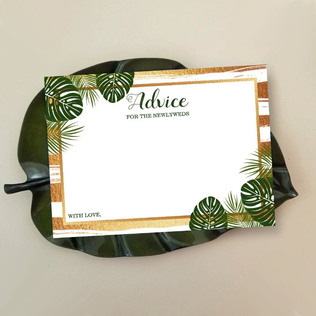 Goldfolie & Green Palm Leaf Beach Hochzeit Hinweiskarte (Von Creator hochgeladen)