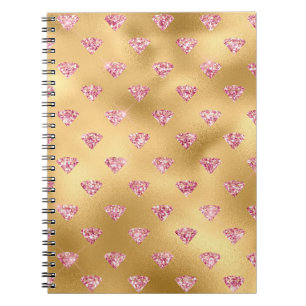 Goldfolie & hellrosa glamour Glitterdiamanten Notizblock