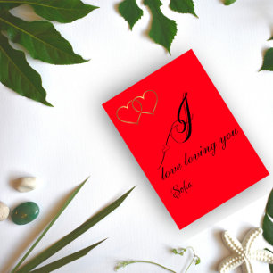 Goldfolie Herzname wünscht Flat Holiday Card Feiertagskarte