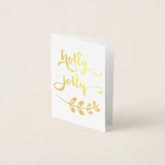 Goldfolie Holly Jolly Weihnachtsnotecard Folienkarte
