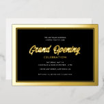 Goldfolie Kalligrafie Grand Opening Foil Folieneinladung<br><div class="desc">Dieses elegante Grand Opening-Angebot besticht durch ein Design,  das mit Goldfolienskripten und Goldfolienrahmen auf schwarzem Hintergrund Akzente setzt.</div>
