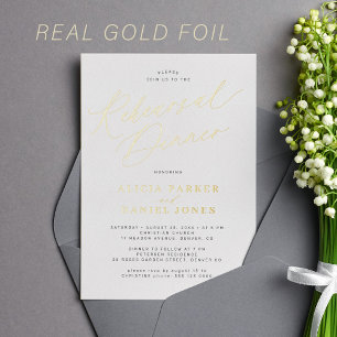 Goldfolie-Kalligrafie-Probedinner Folieneinladung