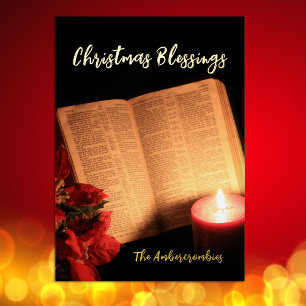 Goldfolie Kerzen Poinsettie Alte Bibel Folien Feiertagskarte