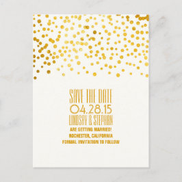 Goldfolie Konetti Save the Date romantisch Ankündigungspostkarte