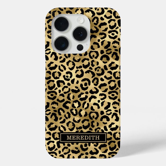 Goldfolie-Leopardenprint monogrammiert Case-Mate iPhone Hülle (Rückseite)