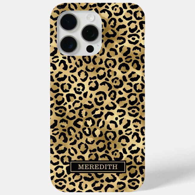 Goldfolie-Leopardenprint monogrammiert  Case-Mate iPhone Hülle (Rückseite)