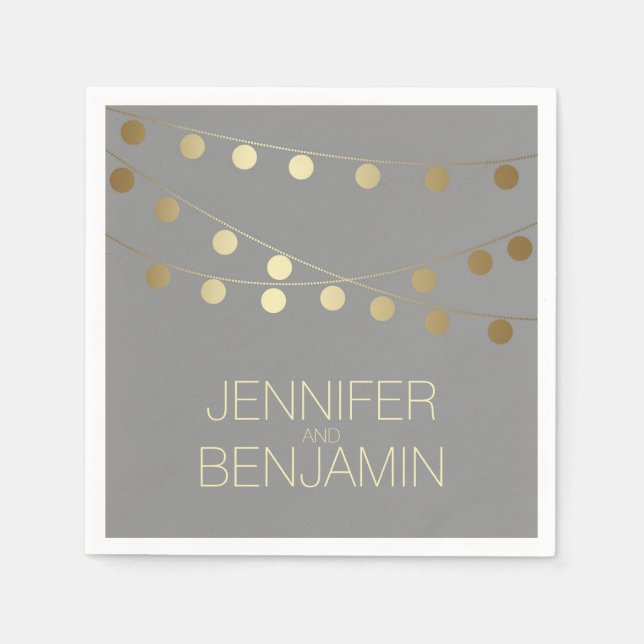 Goldfolie-Lichter Hochzeit Serviette (Vorderseite)