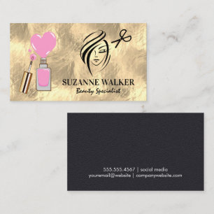 Goldfolie   Logo "Beauty Hair and Nails" Visitenkarte