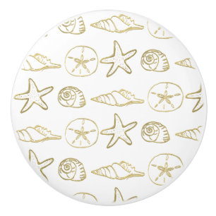 Goldfolie Look Meeresmuscheln Chic Strand Elegant Keramikknauf